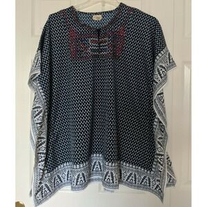 J.C. Swim by Just Class Womens Sz S/M Swim Cover Up Blue White  Embroidered